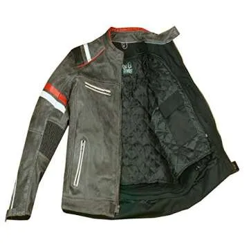 Men's Vintage Cafe Racer Motorcycle Distressed Leather Armor Biker Jacket L