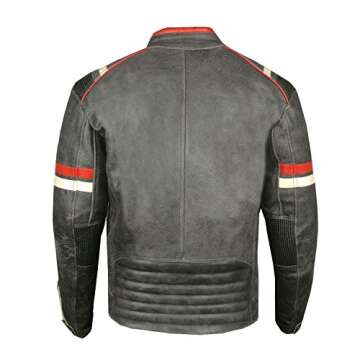 Men's Vintage Cafe Racer Motorcycle Distressed Leather Armor Biker Jacket L