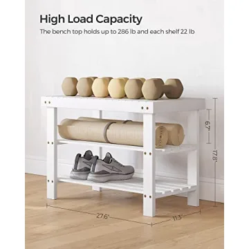 SONGMICS 3-Tier Bamboo Shoe Rack Bench for Entryway