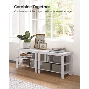 SONGMICS 3-Tier Bamboo Shoe Rack Bench for Entryway