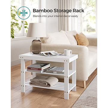 SONGMICS 3-Tier Bamboo Shoe Rack Bench for Entryway