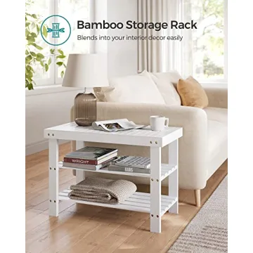 SONGMICS 3-Tier Bamboo Shoe Rack Bench for Entryway
