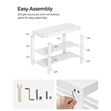 SONGMICS 3-Tier Bamboo Shoe Rack Bench for Entryway