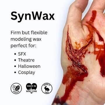 Mehron Makeup SynWax | Firm Modeling Wax for Special FX | Scar Wax SFX Makeup For Fake Scars, Fake Wounds, & Halloween Effects 1.5 oz (42 g)