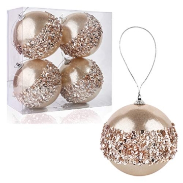 Stunning 4-Piece Champagne Shatterproof Christmas Ball Ornaments for Trees and Decor