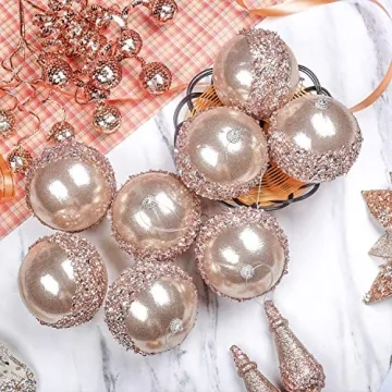 4pc Champagne Christmas Ball Ornaments for Trees