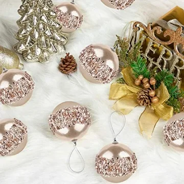 4pc Champagne Christmas Ball Ornaments for Trees