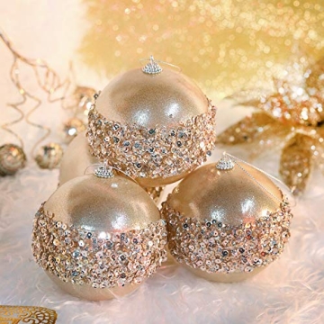 4pc Champagne Christmas Ball Ornaments for Trees