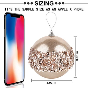 4pc Champagne Christmas Ball Ornaments for Trees