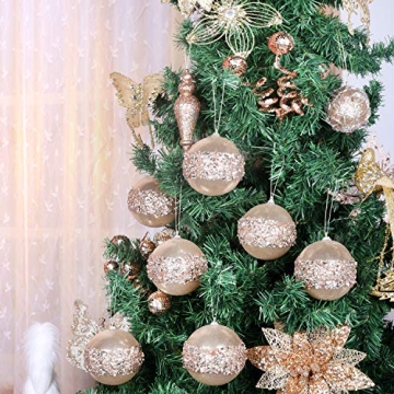 4pc Champagne Christmas Ball Ornaments for Trees