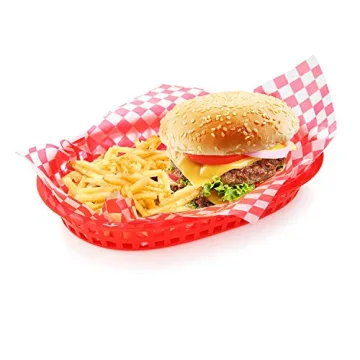 New Star Foodservice 44263 Red Check Food Basket Liners, 12 By 12-inch, Set of 36