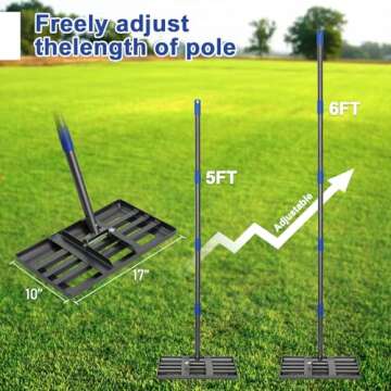 Lawn Leveling Rake, Stainless Steel Leveler with Adjustable Long Handle