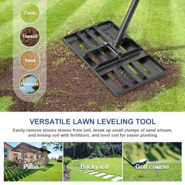 Lawn Leveling Rake with Adjustable Handle for Perfect Grass