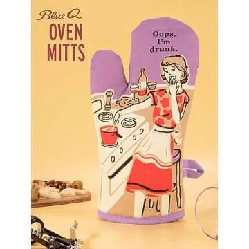 Blue Q Oven Mitt, Oops I'm Drunk, Super-Insulated Quilting, Natural-Fitting Shape, 100% Cotton