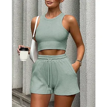 Lingswallow Women Lounge Sets - Chic Sleeveless Crop & Shorts
