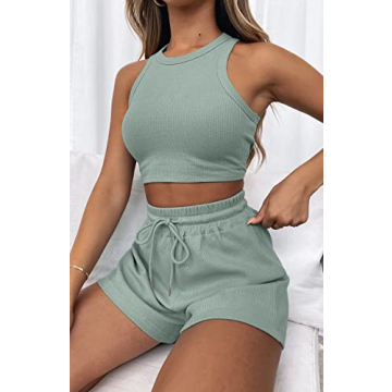 Lingswallow Women Lounge Sets - Chic Sleeveless Crop & Shorts