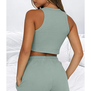 Lingswallow Women Lounge Sets - Chic Sleeveless Crop & Shorts