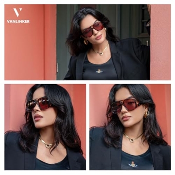 Stylish VANLINKER Oversized Polarized Aviator Sunglasses