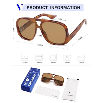 Stylish VANLINKER Oversized Polarized Aviator Sunglasses