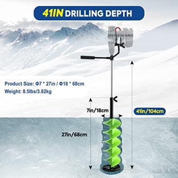 Goture 7" Ice Drill Auger - Fast, Lightweight Ice Fishing Tool