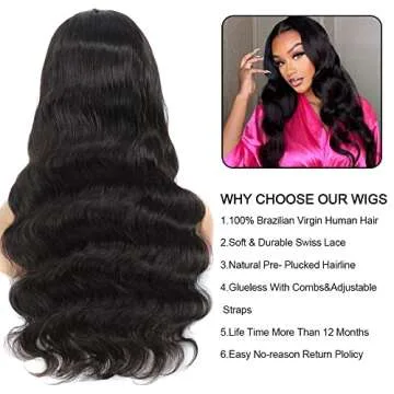 Oriole 4x4 Body Wave HD Transparent Lace Front Wigs Human Hair Glueless Wigs for Black Women Pre Plucked 150% Density Brazilian Virgin Lace Closure Wigs with Baby Hair Natural Color (16 Inch)
