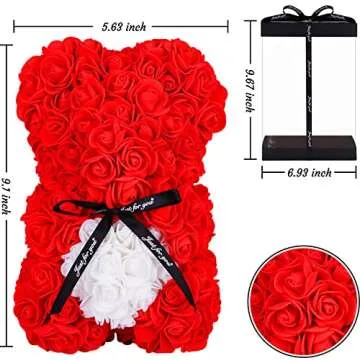 Rose Bear with Box - Artificial Flowers Rose Teddy Bear - The Rose Bear - Valentine's Day Gifts for ...