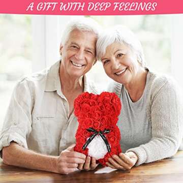 Rose Bear with Box -Artificial Flowers Rose Teddy Bear- The Rose Bear-Valentine's Day Gifts for Her-Gifts for Mom, Wife or Kids-Birthday Gifts& Wedding Decorations-Red
