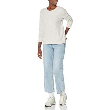 Amazon Essentials Women's French Terry Fleece Crewneck Sweatshirt (Available in Plus Size), Oatmeal Heather, Medium