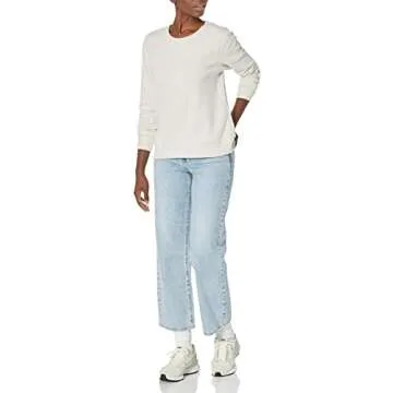 Amazon Essentials Women's French Terry Fleece Crewneck Sweatshirt (Available in Plus Size), Oatmeal Heather, Medium