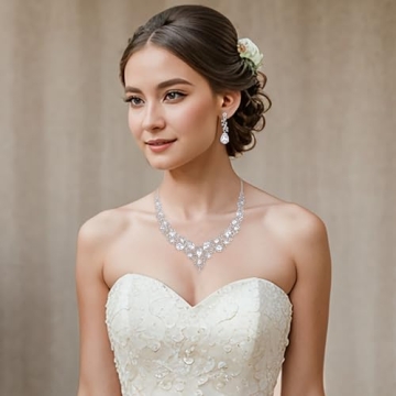 BriLove Elegant Bridal Jewelry Set with Austrian Crystals