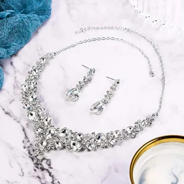 BriLove Elegant Bridal Jewelry Set with Austrian Crystals