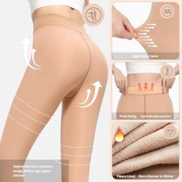 UISLII Fleece Lined Tights - Warm and Fashionable Winter Leggings for Women