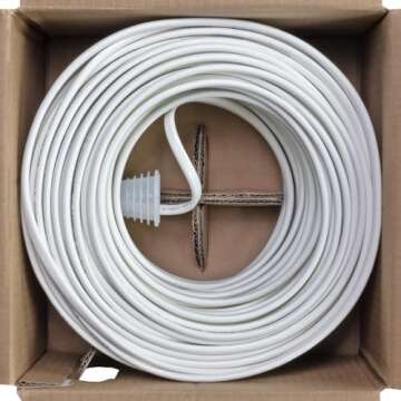 NavePoint 250ft in Wall Audio Speaker Cable Wire CL2 18/2 AWG Gauge 2 Conductor Bulk White