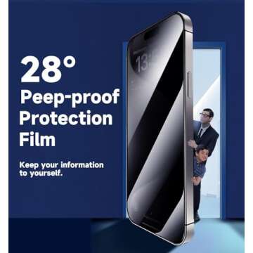 MAGIC JOHN 2 Pack for iPhone 15 Pro Max 6.7 inch Privacy Glass Screen Protector, Auto Dust-Elimination Installation, Bubble Free, Easy Installation