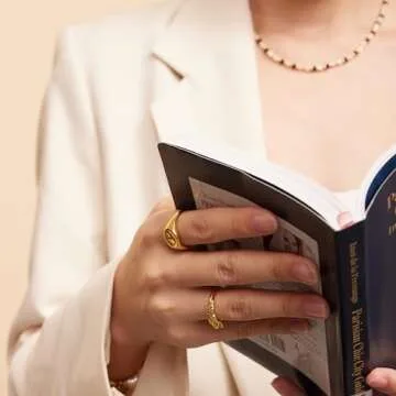 Durable 18K Gold Plated Titanium Smiley Signet Ring