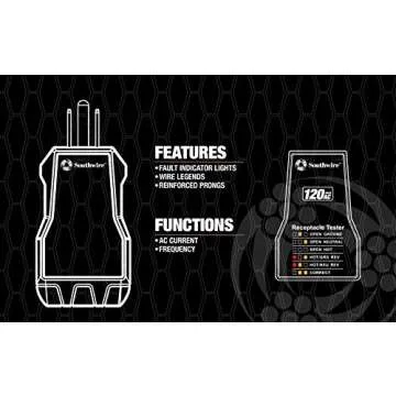 Southwire 40012S Receptacle Tester Black