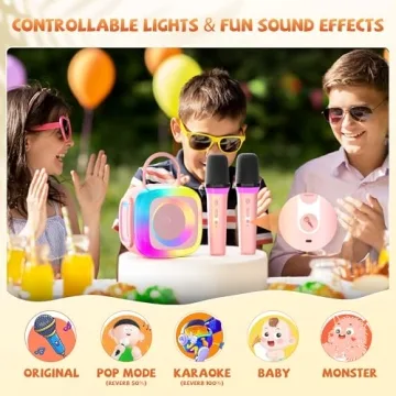 Mini Kids Karaoke Machine with 2 Wireless Microphones