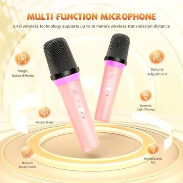 Mini Kids Karaoke Machine with 2 Wireless Microphones
