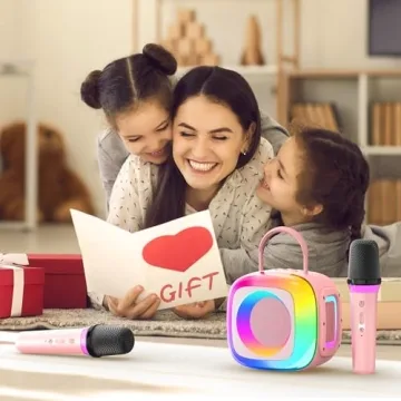 Mini Kids Karaoke Machine with 2 Wireless Microphones