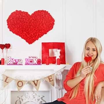 Sumind 3 Pcs Valentine's Day Wooden Sign Table Decoration Be Mine Sign Happy Valentine Tabletop Centerpiece Flamingo Party Decor for Valentine's Day Presents Wood Love Heart Decoration