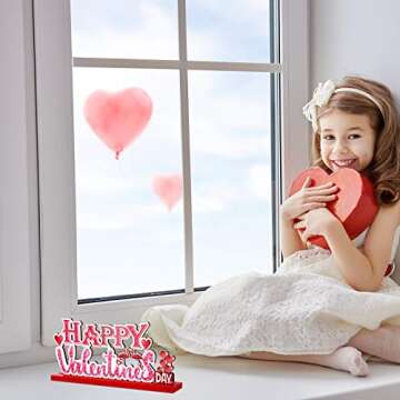 Sumind 3 Pcs Valentine's Day Wooden Sign Table Decoration Be Mine Sign Happy Valentine Tabletop Centerpiece Flamingo Party Decor for Valentine's Day Presents Wood Love Heart Decoration