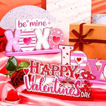 Sumind Valentine's Wooden Sign Table Decoration Set