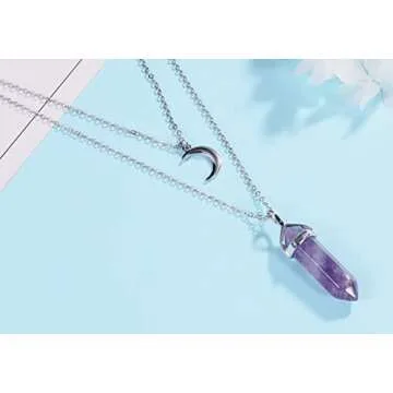 MAIBAOTA Amethyst Healing Crystal Point Necklace