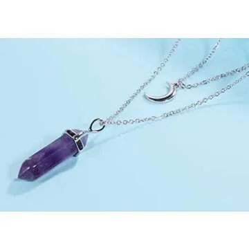 MAIBAOTA Amethyst Healing Crystal Point Necklace