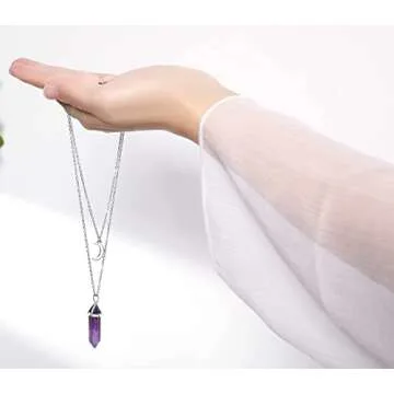 MAIBAOTA Amethyst Healing Crystal Point Necklace