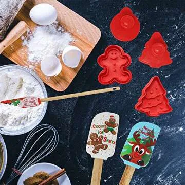 JOYIN 14 Packs Christmas Kitchenware Set, Spatula, Cookie Cutter, Egg Beater, Tea Spoons Set for Christmas Party and Baking Gift