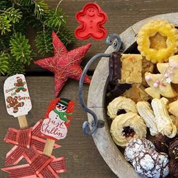 JOYIN 14 Packs Christmas Kitchenware Set, Spatula, Cookie Cutter, Egg Beater, Tea Spoons Set for Christmas Party and Baking Gift