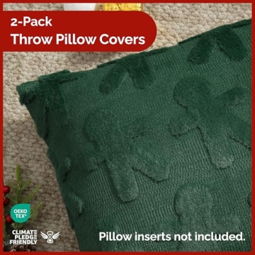 Gingerbread Pillowcases 18x18 - Christmas Pillow Covers Set of 2 - Xmas Couch Pillowcases for Living...