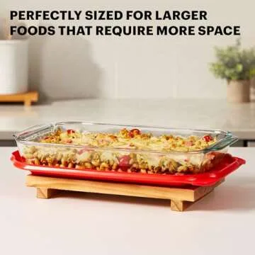 Pyrex Basics 3 QT Glass Baking Dish With Plastic Lid, Casserole Dish, Glass Food Container, Oven, Freezer And Microwave Safe, Clear Container
