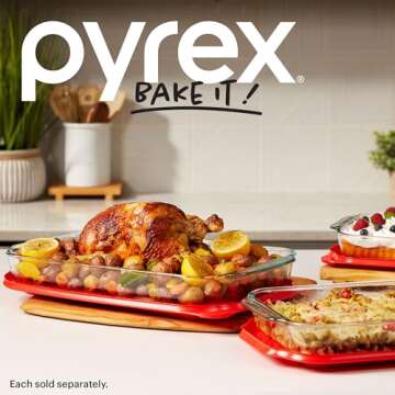 Pyrex Basics 3 QT Glass Baking Dish With Plastic Lid, Casserole Dish, Glass Food Container, Oven, Freezer And Microwave Safe, Clear Container